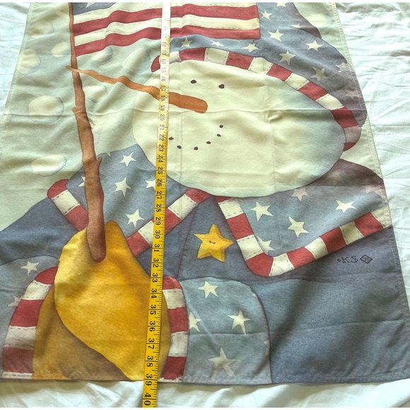 Patriotic Snowman Garden House Flag Christmas USA Toland Stars and Stripes - Picture 4 of 9